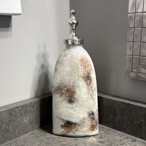 Glass vase with Marble pattern with Silver Top